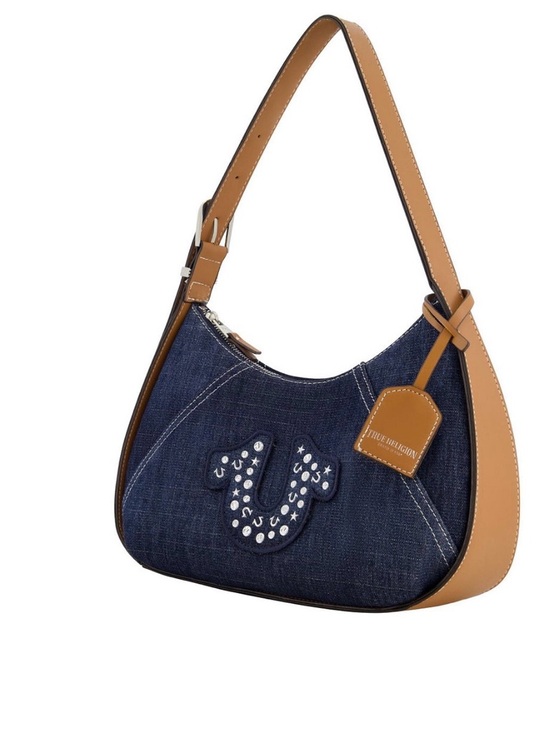 True Religion Handbags - True Religion Blue and Brown Shoulder Bag